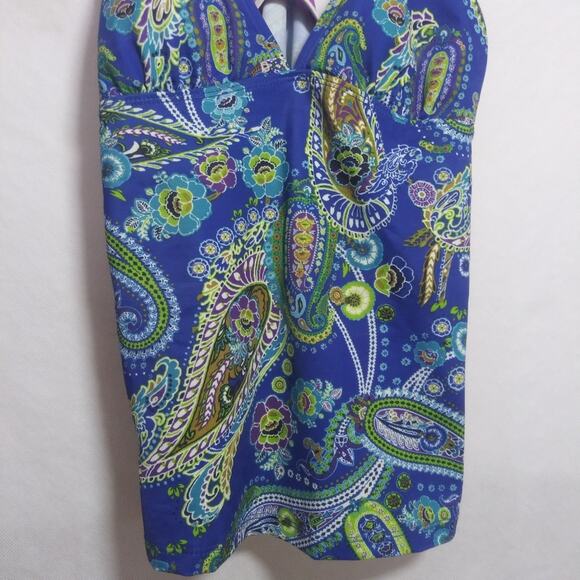 ATHLETA Offshore Racerback Tankini Top Paisley Blue Swim Size Small - Picture 4 of 9